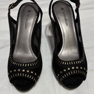 Naturalizer Black Heels with Gold Accents
